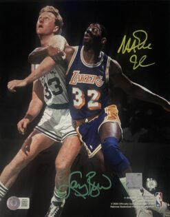 Magic Johnson Larry Bird Signed Boston Celtics Los Angeles Lakers 8x10 Photo BAS 44655