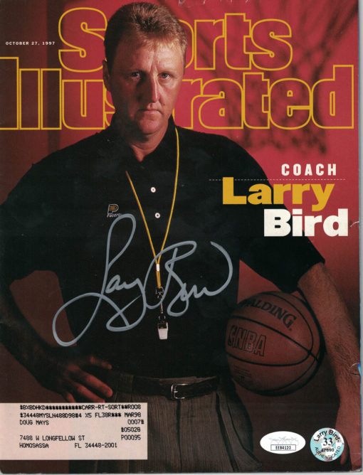 Larry Bird Autographed Indiana Pacers Sports Illustrated 10/27/1997 JSA 24668