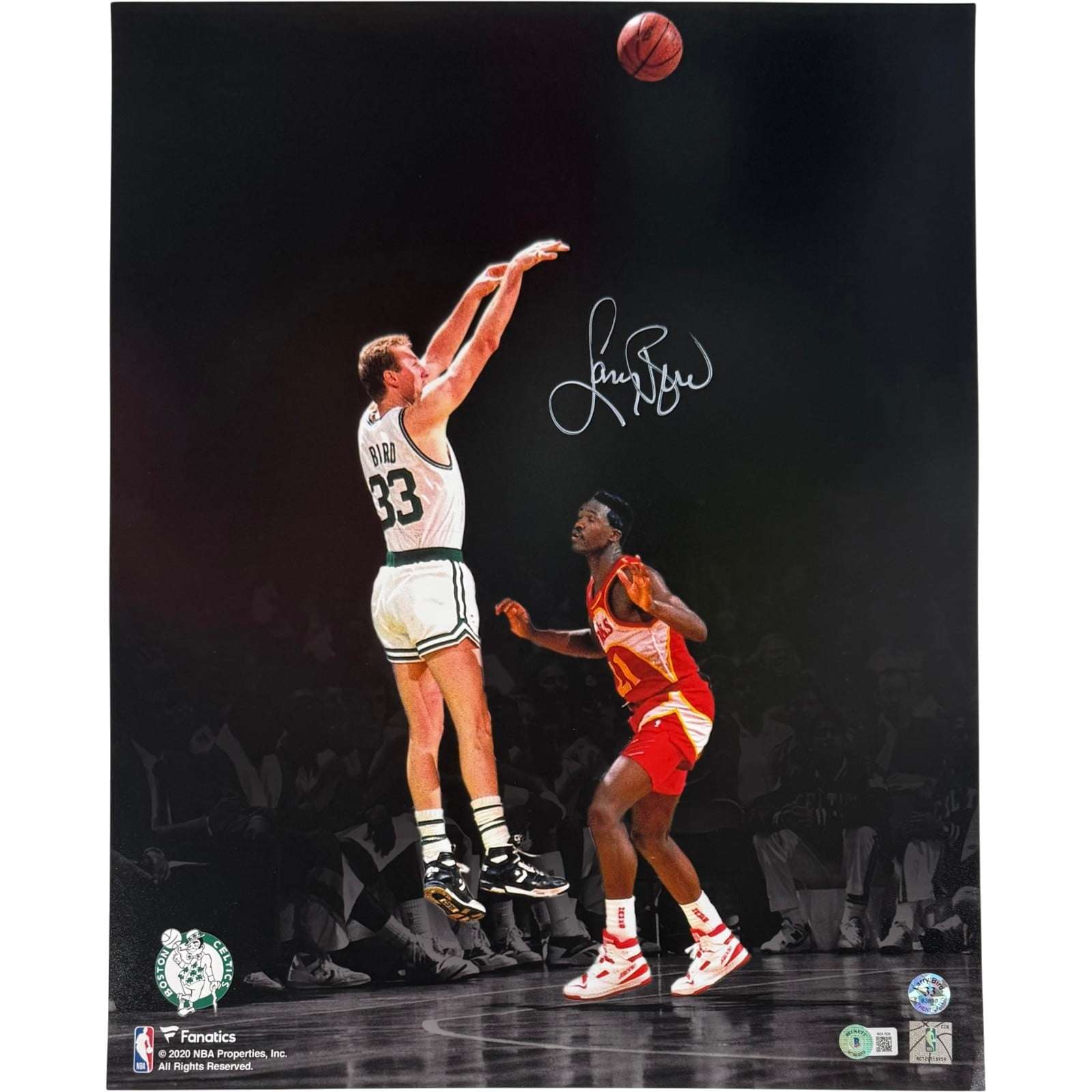 Larry Bird Autographed/Signed Boston Celtics 16x20 Photo Beckett Witness 40315