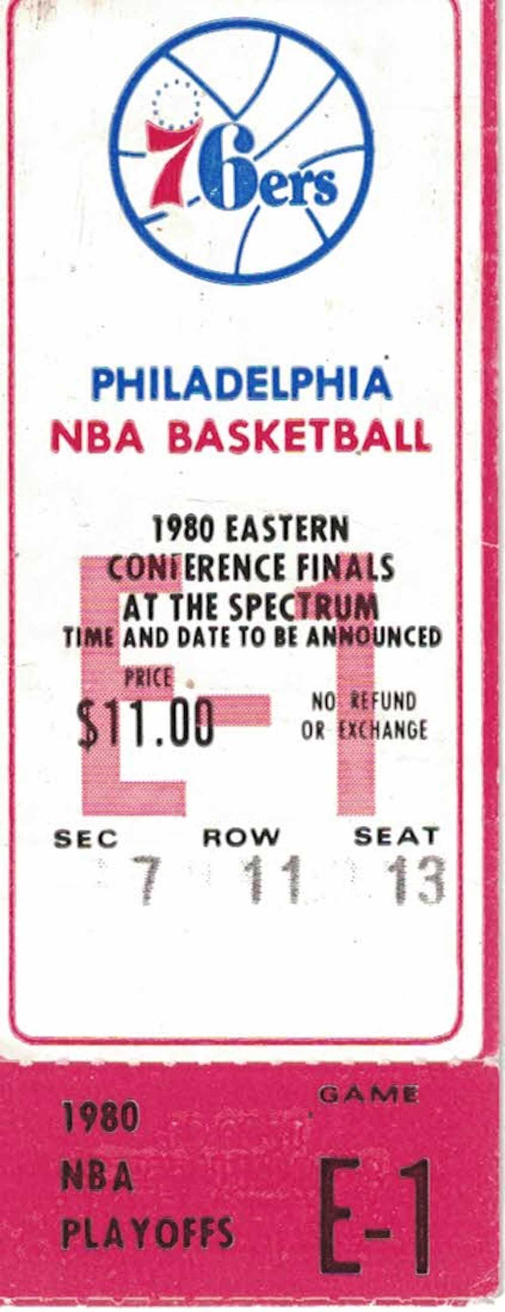 Boston Celtics 1980 Conference Finals Ticket Dr J vs Larry Bird 32075