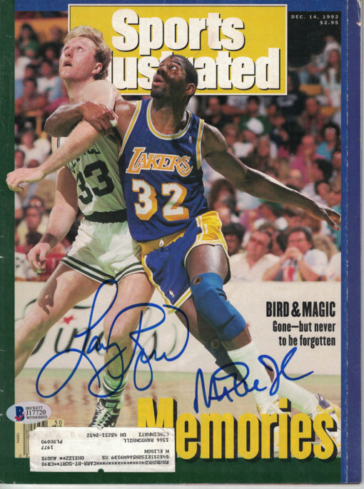 Magic Johnson & Larry Bird Autographed Sports Illustrated 12/14/92 BAS 24425