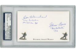 Doc Blanchard Glenn Davis Signed Army Cadets Index Card Heisman Slab PSA 54898