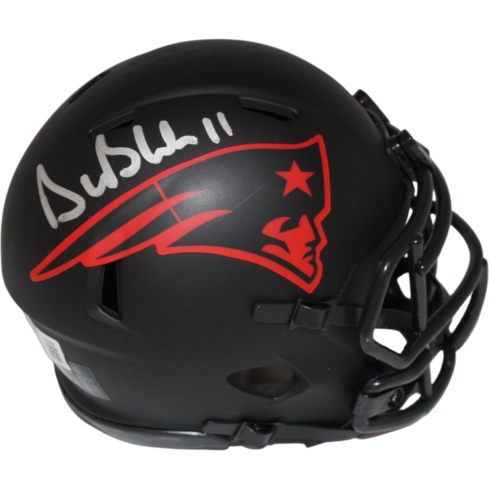 Drew Bledsoe Signed New England Patriots Eclipse Mini Helmet Beckett