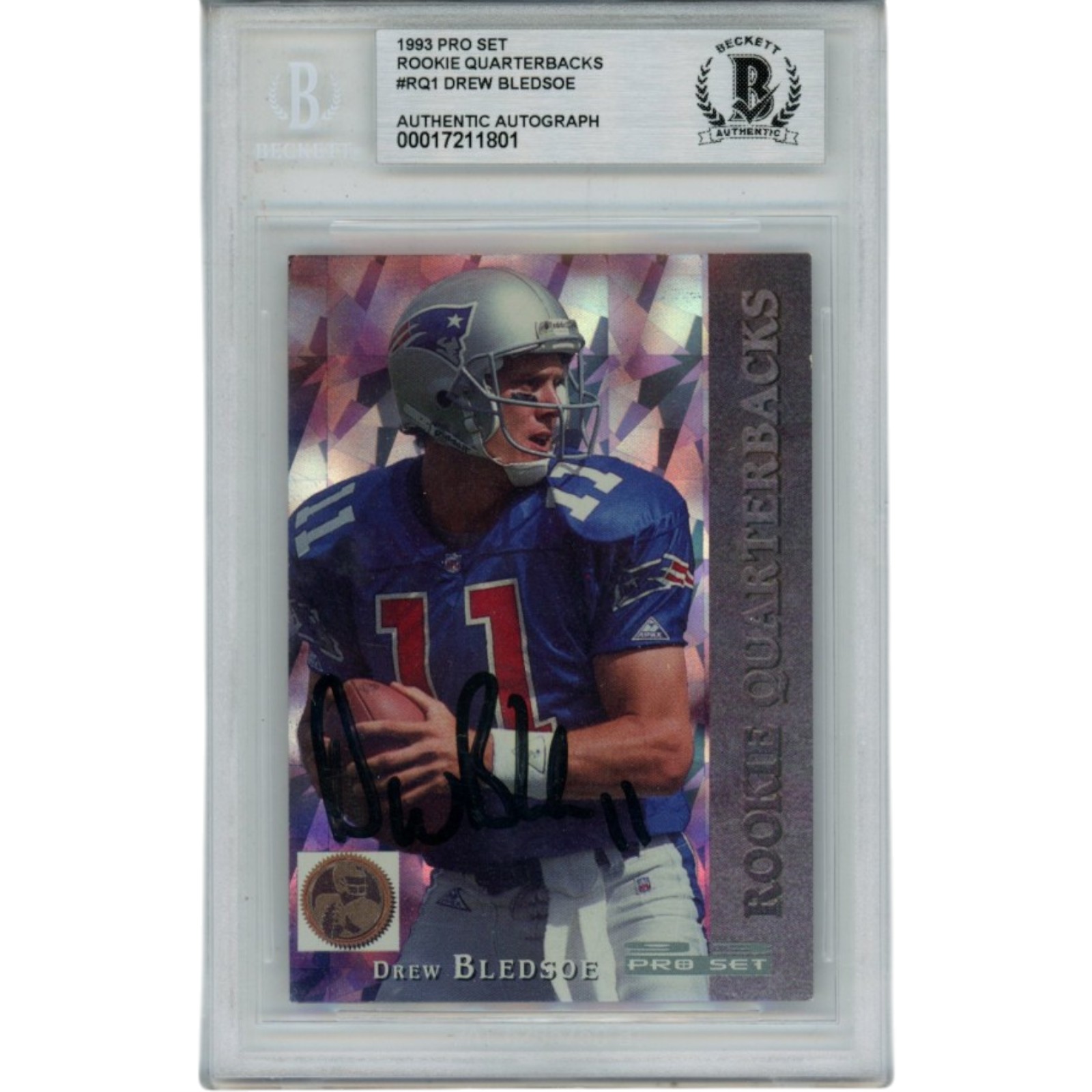 Drew Bledsoe Signed New England Patriots 93 Pro Set Card Slab Beckett 56130
