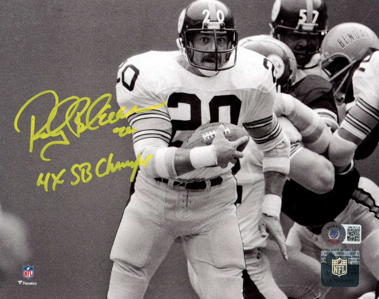 Rocky Bleier Signed Pittsburgh Steelers 8x10 Photo 4x SB Champ Beckett