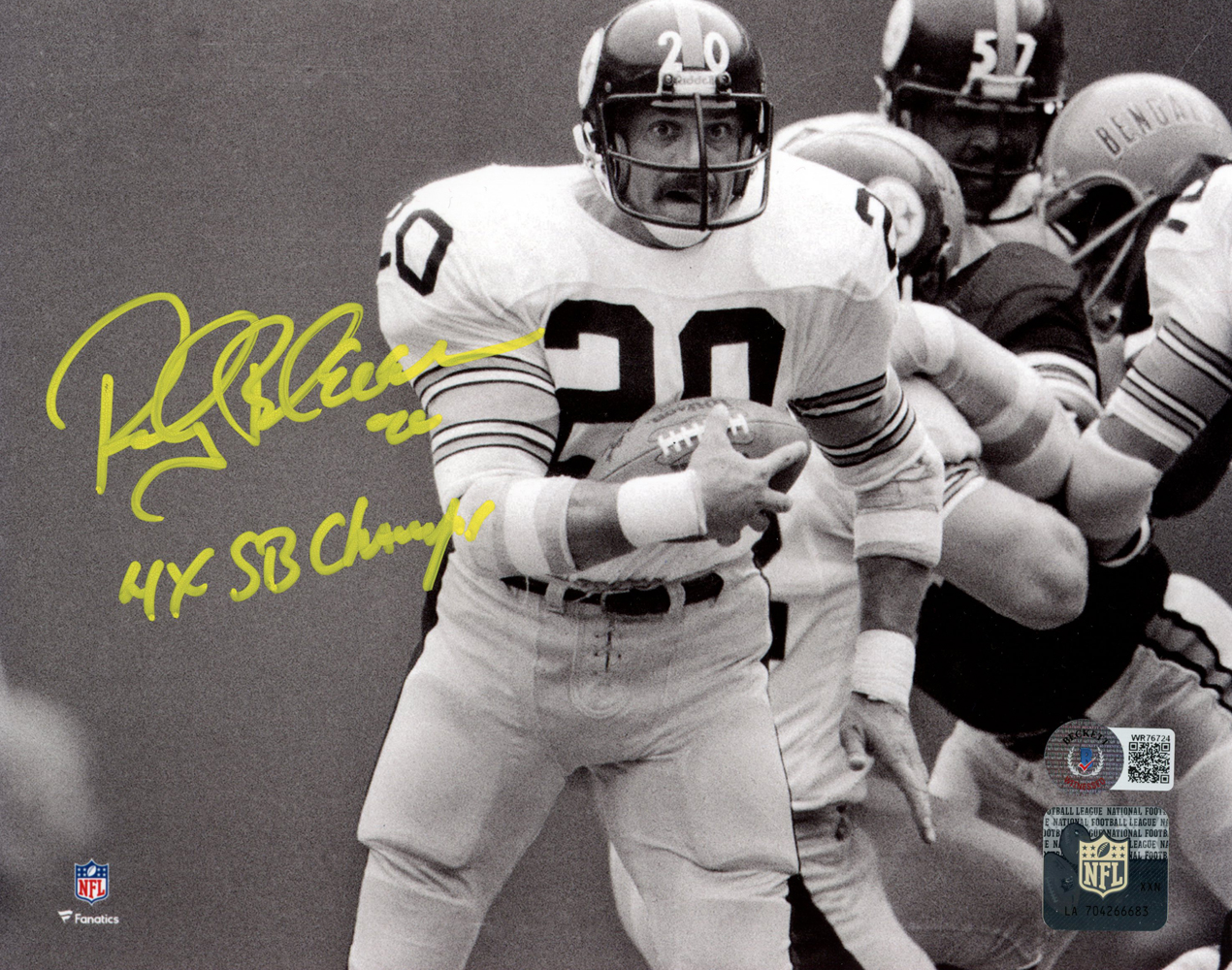 rocky bleier autographed helmet