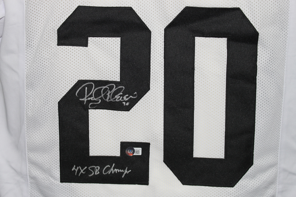 Rocky Bleier Autographed Pro Style White XL Jersey 4x Champs Beckett