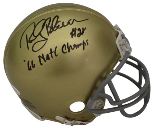 Rocky Bleier Autographed/Signed Notre Dame Mini Helmet 66 Natl Champs JSA 10564