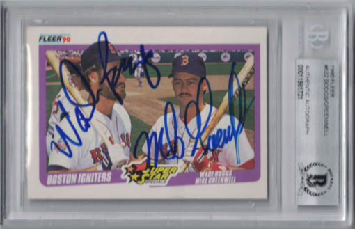 Wade Boggs & Mike Greenwell Signed Boston Red Sox 1990 Fleer Card BAS 27023