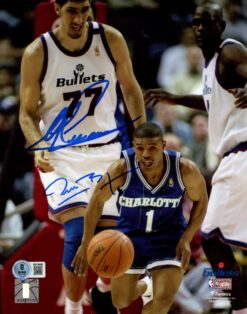 Muggsy Bogues Gheorghe Muresan Autographed Hornets/Bullets 8x10 Photo BAS 54780
