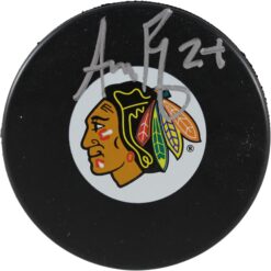 Adam Boqvist Autographed/Signed Chicago Blackhawks Logo Puck Beckett 53805