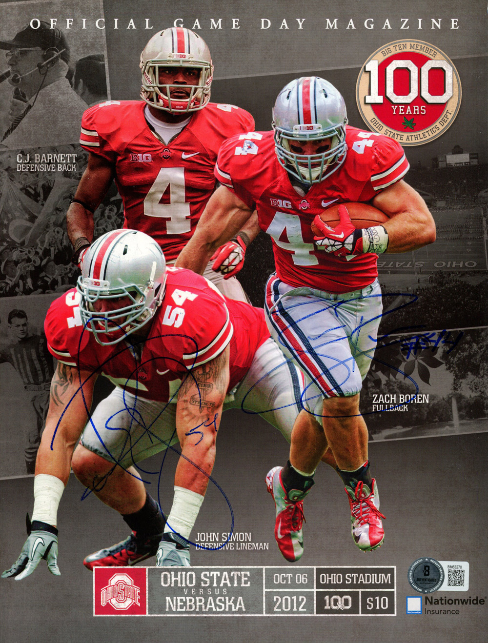 Zach Boren & John Simon Signed 10/6/2012 Ohio State Magazine BAS 47492