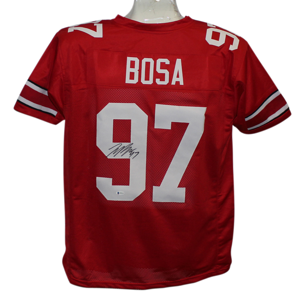 Joey Bosa Autographed/Signed College Style Red XL Jersey BAS 32346