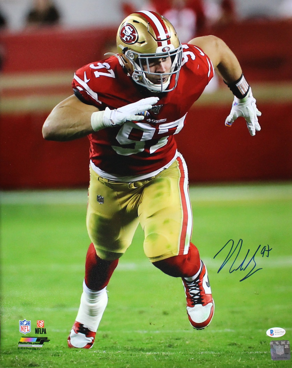 Nick Bosa Autographed/Signed San Francisco 49ers 16×20 Photo BAS 26080