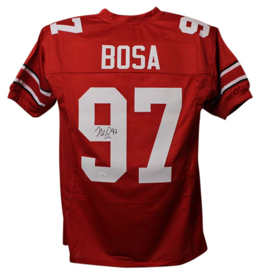 Nick Bosa Autographed/Signed Ohio State Buckeyes Red XL Jersey JSA 26091