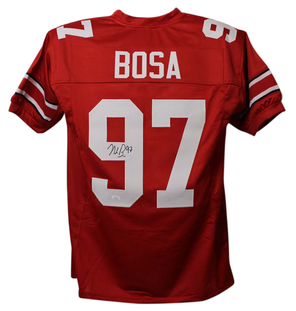 Nick Bosa Autographed/Signed Ohio State Buckeyes Red XL Jersey JSA ...