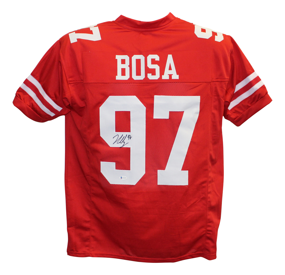 Nick Bosa Autographed/Signed Pro Style Red XL Jersey BAS 28069