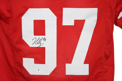 Nick Bosa Autographed/Signed Pro Style Red XL Jersey BAS 28069