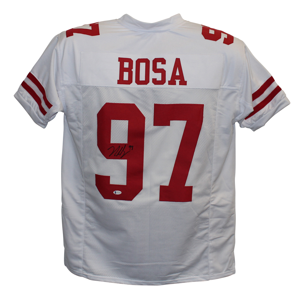 Nick Bosa Autographed/Signed Pro Style White XL Jersey BAS 28070