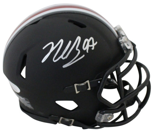 Nick Bosa Autographed/Signed Ohio State Buckeyes Black Mini Helmet JSA 24883