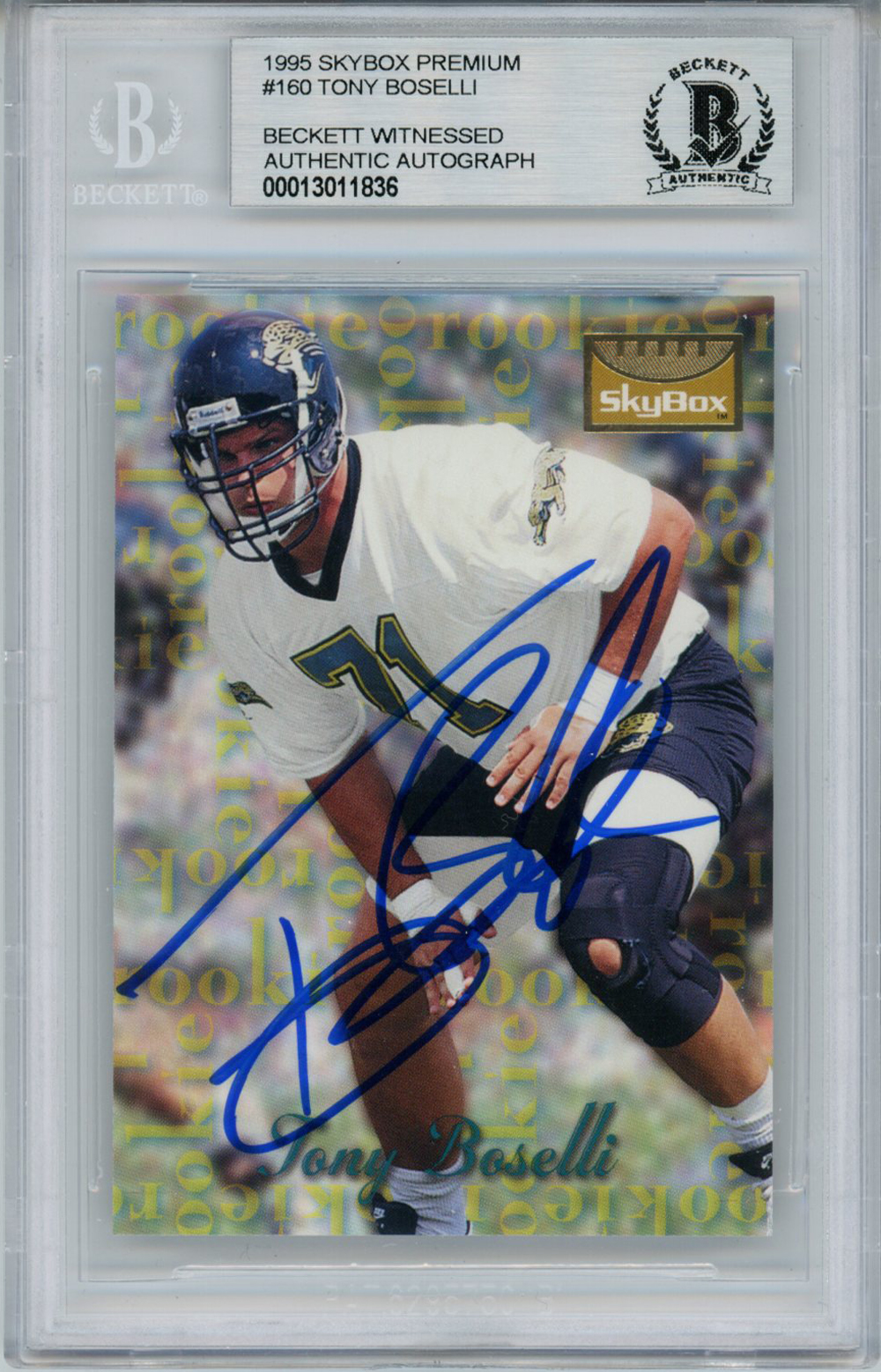 Tony Boselli Autographed 1995 Skybox Premium #160 Rookie Card BAS Slab