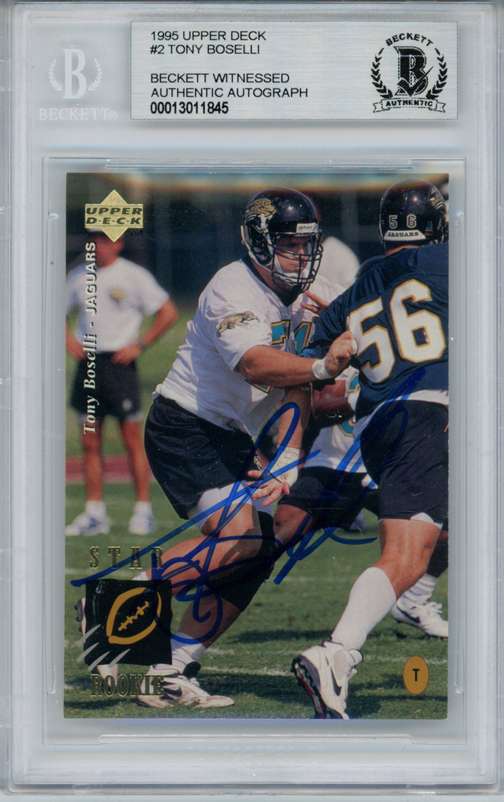 Tony Boselli Autographed 1995 Upper Deck #2 Rookie Trading Card BAS Slab