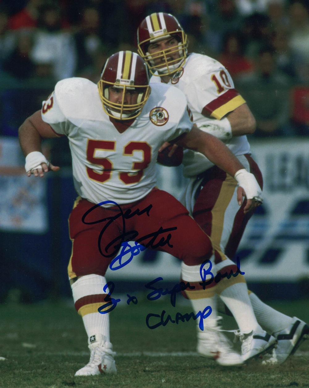 Jeff Bostic Autographed/Signed Washington Redskins 8x10 Photo 3x Champs 27799