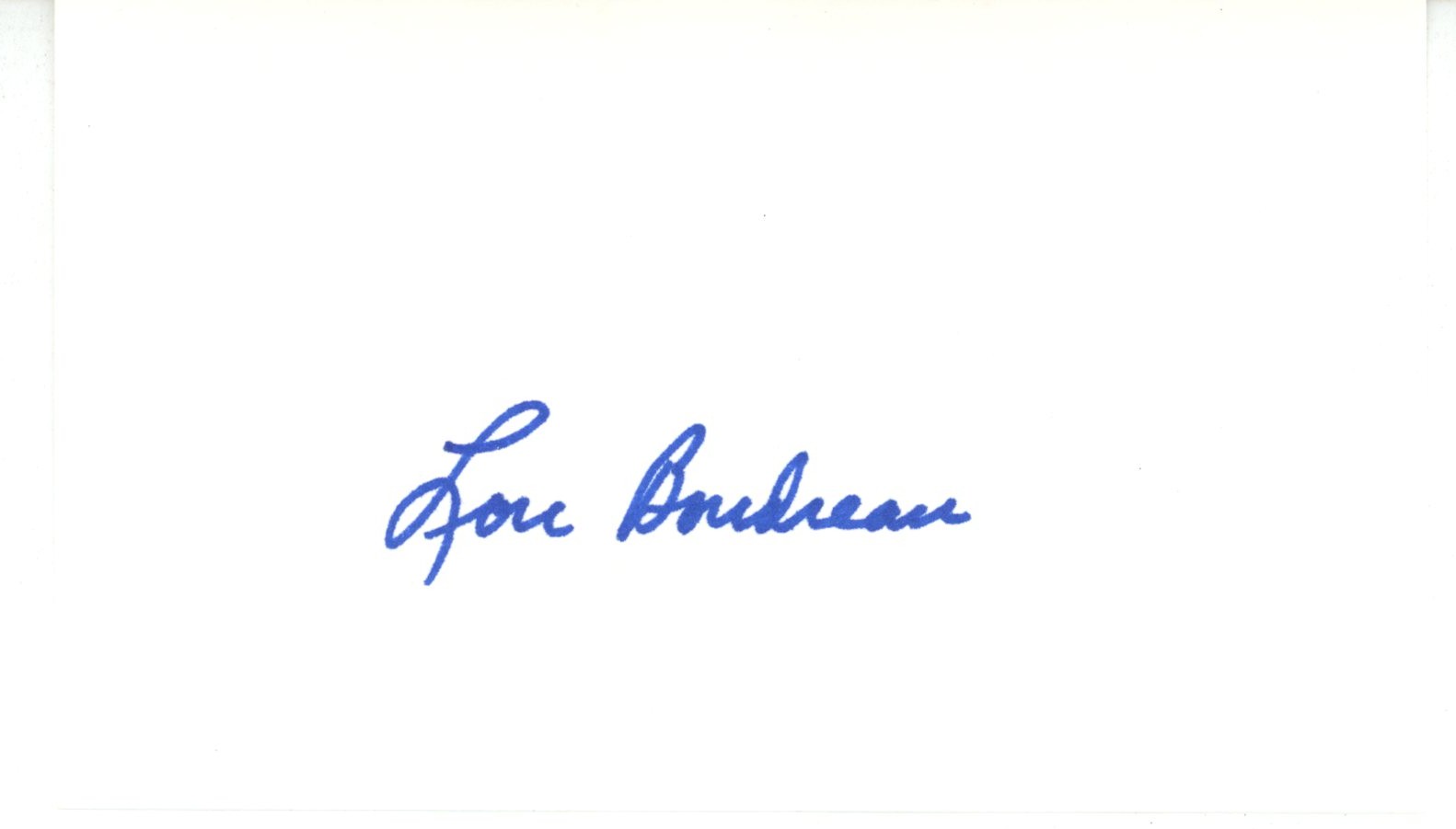 Lou Boudreau Autographed/Signed Cleveland Indians Index Card Beckett 56540