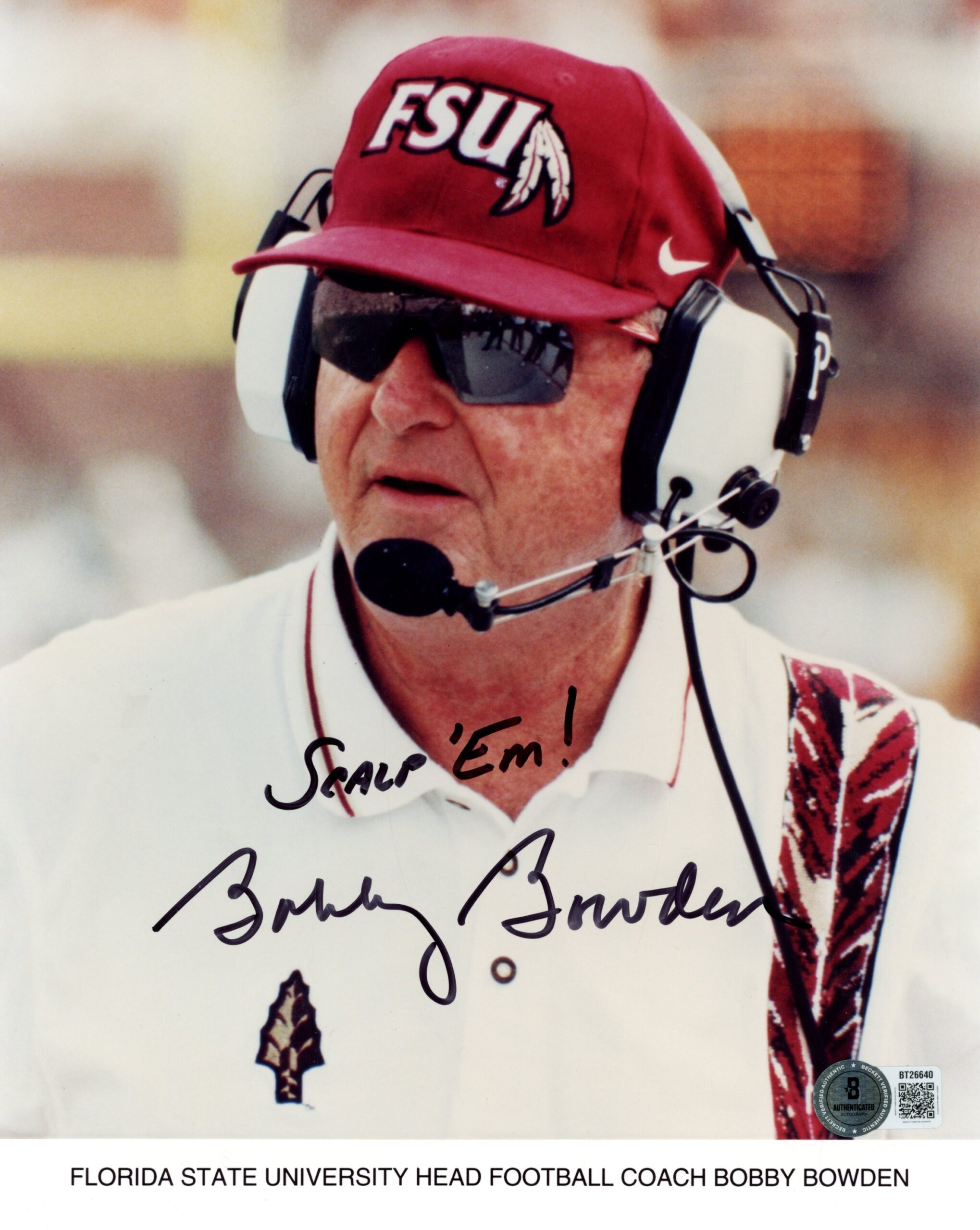 Bobby Bowden Signed Florida State Seminoles 8x10 Photo Scalp Em Beckett 56643 1 Bobby Bowden Signed Florida State Seminoles 8x10 Photo Scalp Em Beckett 56643