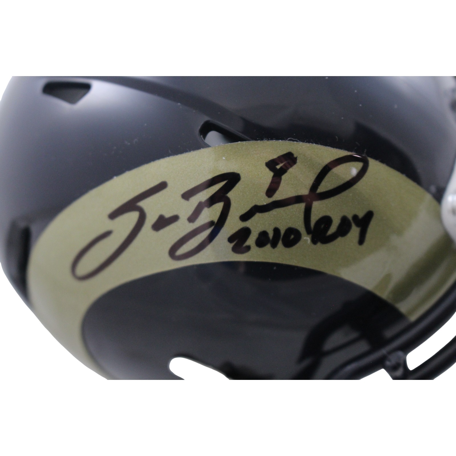 Sam Bradford Autographed St Sam Bradford Autographed St. Louis Rams TB Mini Helmet 2010 ROY Beckett W 55058