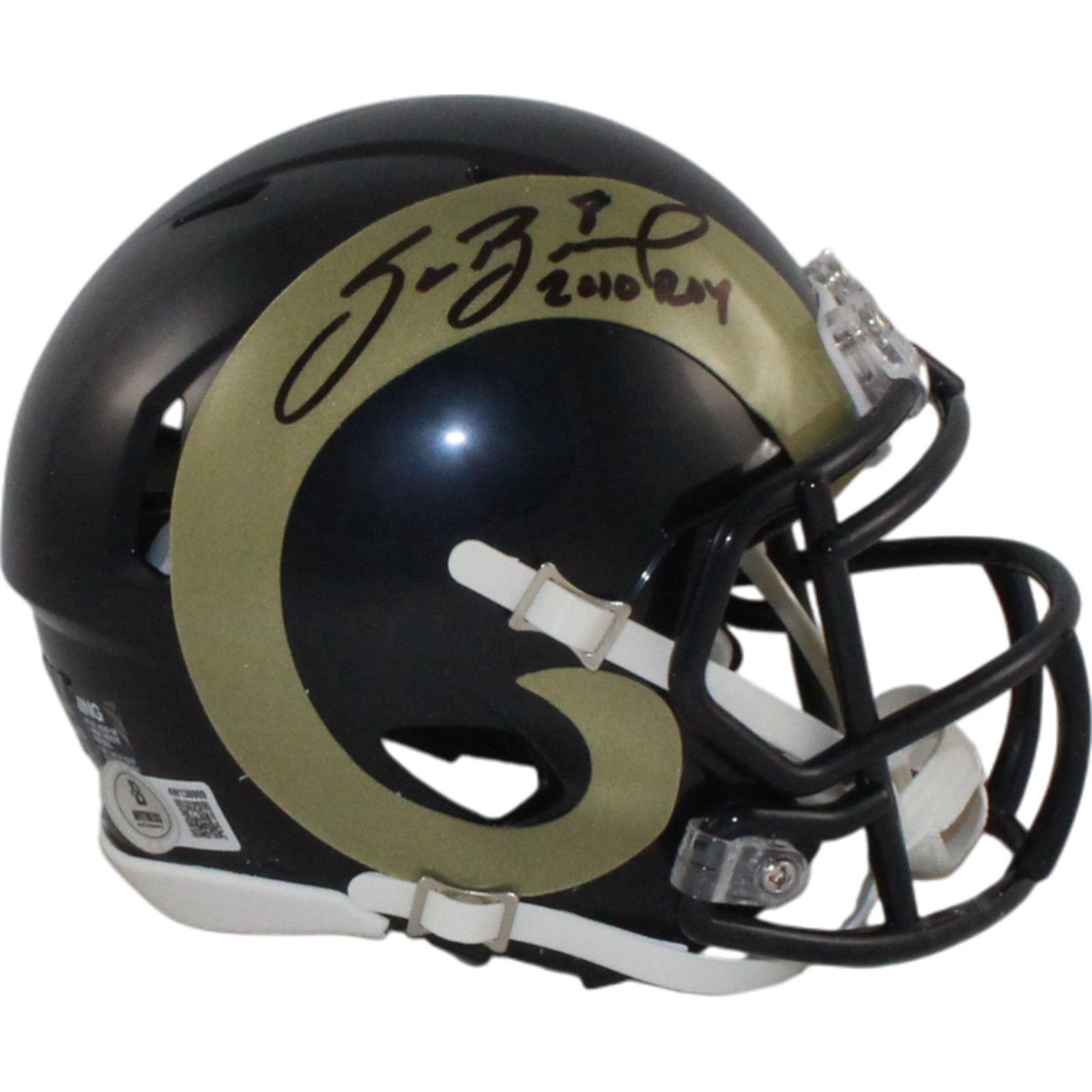 Sam Bradford Autographed St Sam Bradford Autographed St. Louis Rams TB Mini Helmet 2010 ROY Beckett W 55058