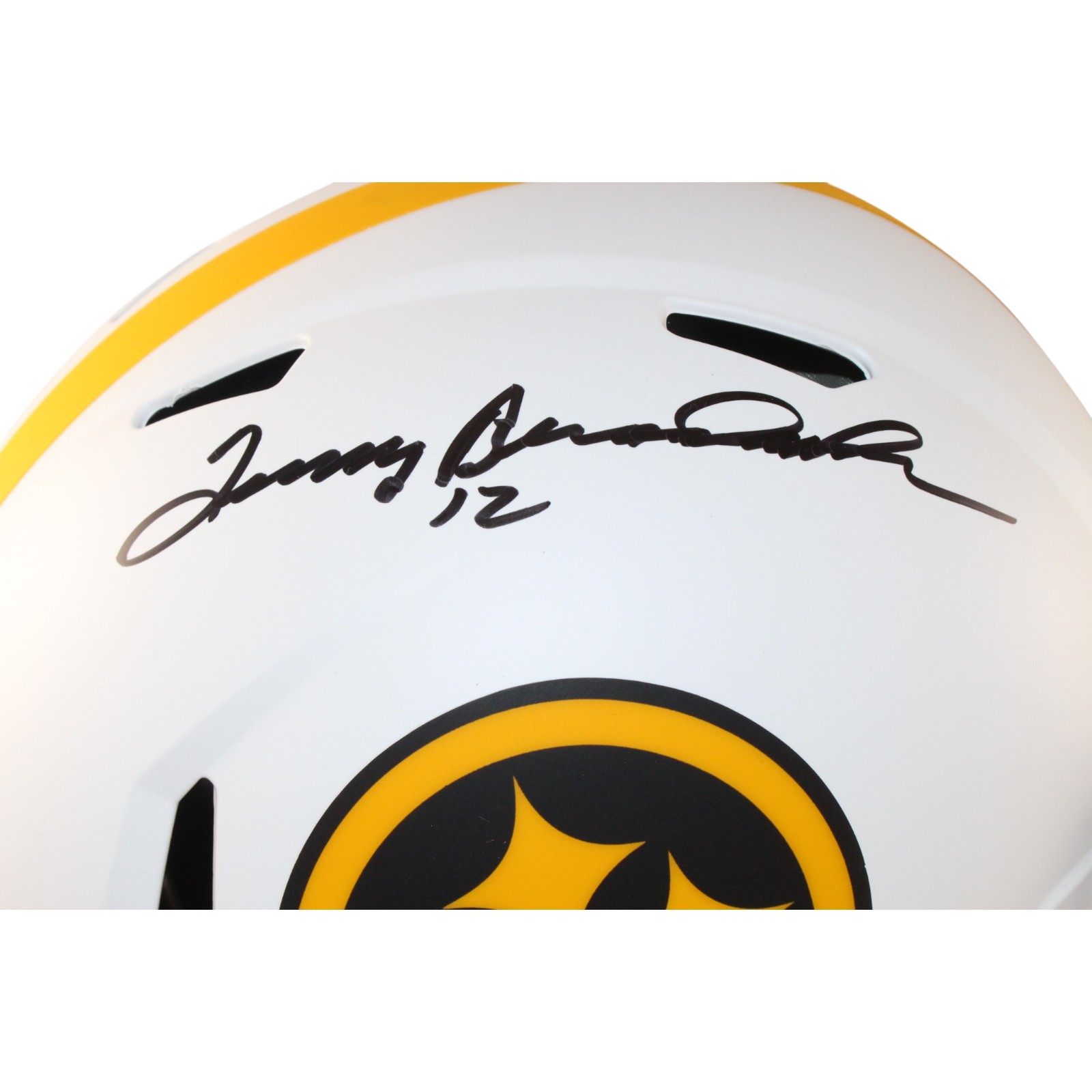 Terry Bradshaw Autographed Pittsburgh Steelers Pro Lunar Helmet Beckett W 56876 2 Terry Bradshaw Autographed Pittsburgh Steelers Pro Lunar Helmet Beckett W 56876