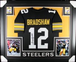 Terry Bradshaw Autographed Pittsburgh Steelers Framed Jersey Black #1 JSA 58639