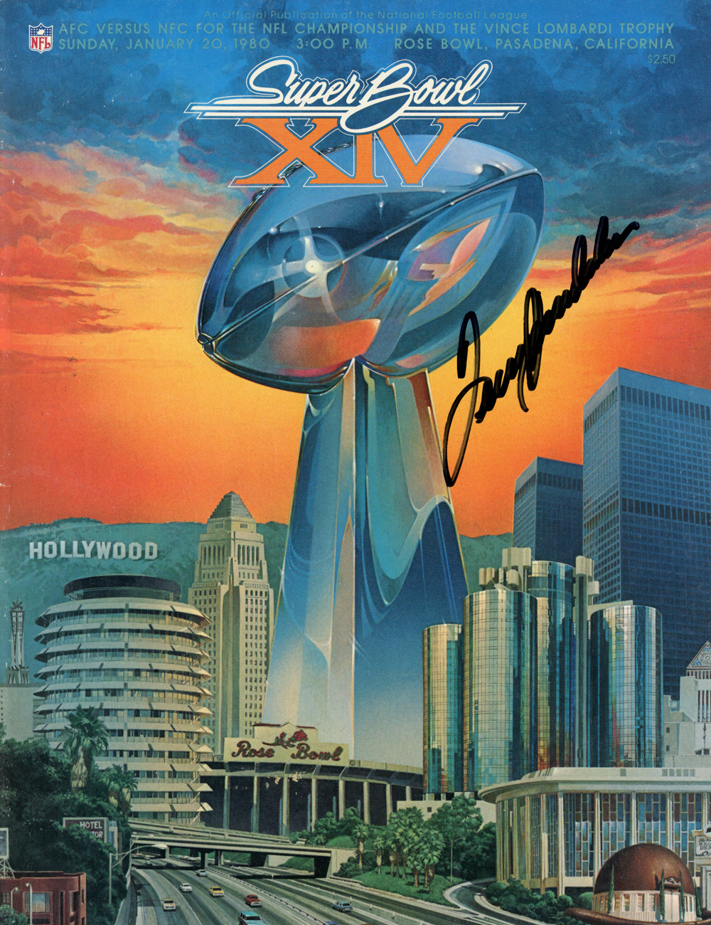 Terry Bradshaw Autographed/Signed Super Bowl XIV Program JSA 37382