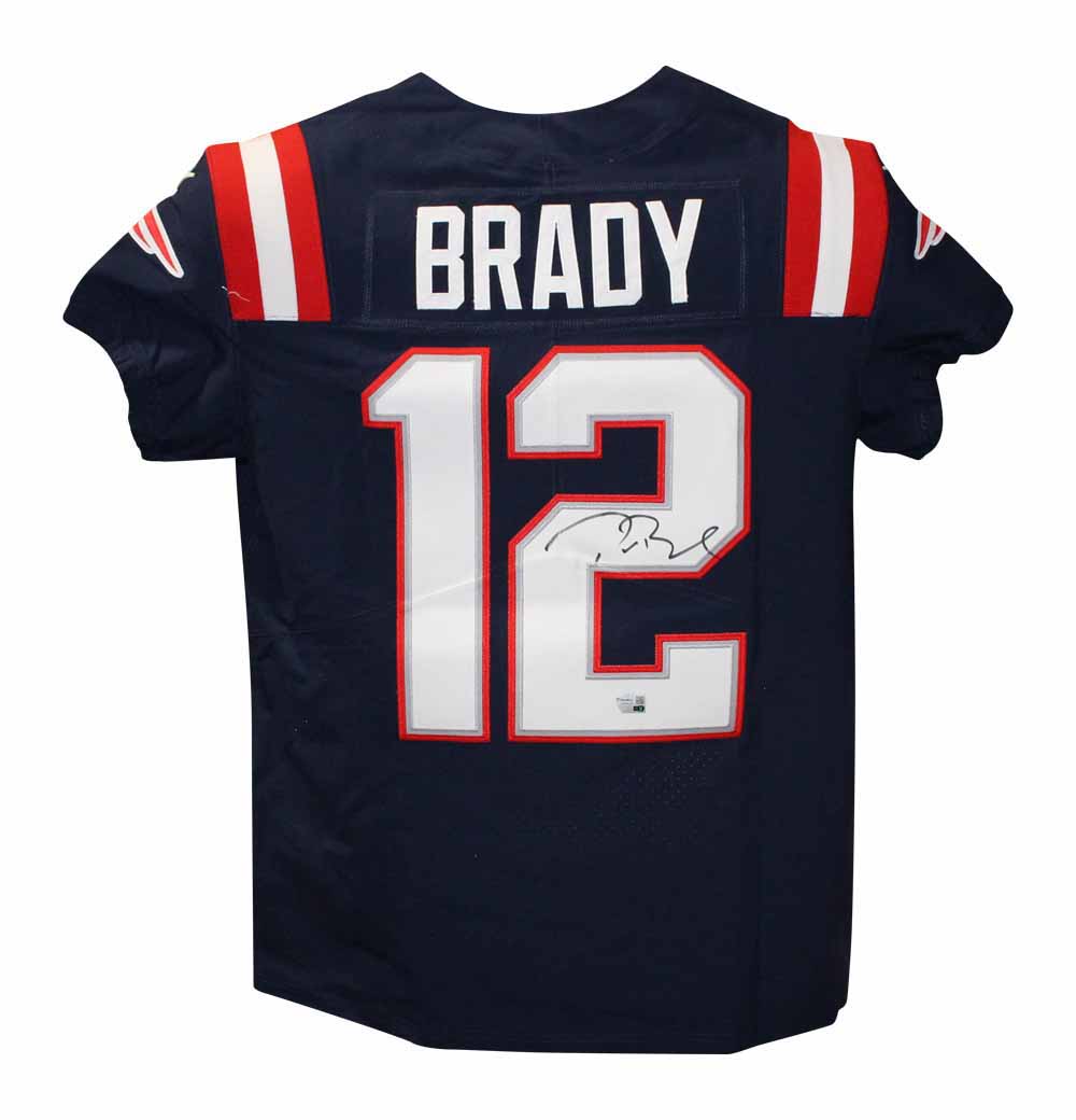 Tom Brady Autographed New England Patriots Elite Blue Jersey FAN