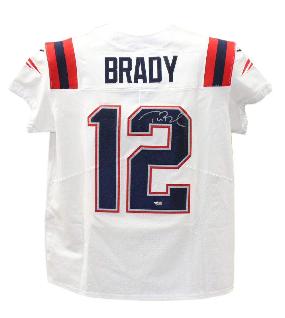 Tom Brady Signed New England Patriots Nike White Elite Jersey FAN