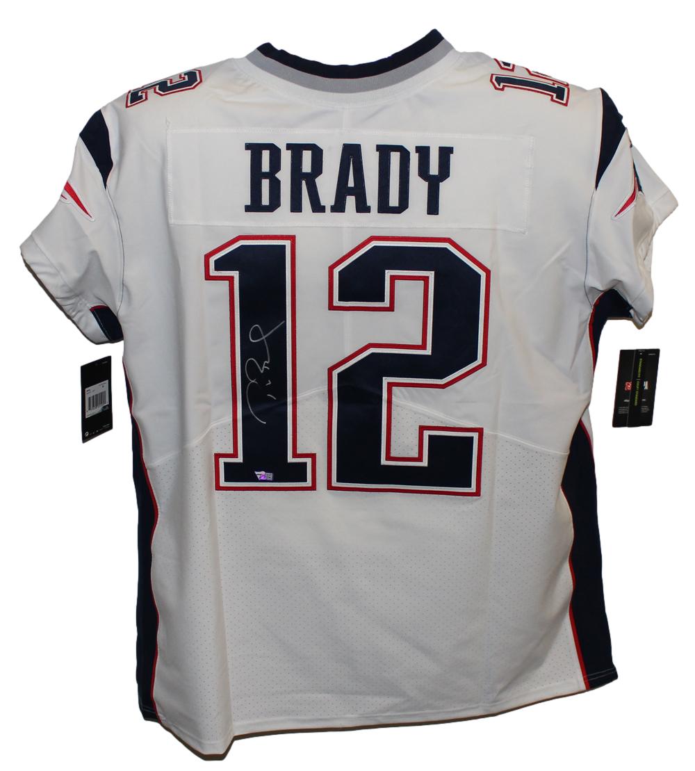 Tom Brady Autographed New England Patriots White Nike Elite 52 Jersey FAN 32081