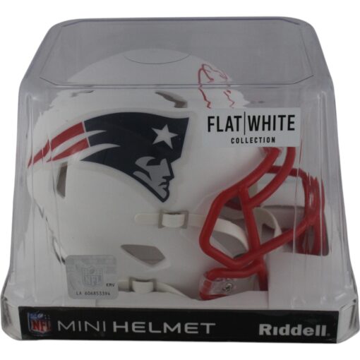 Tom Brady Autographed New England Patriots Flat White Mini Helmet Fanatics 48962