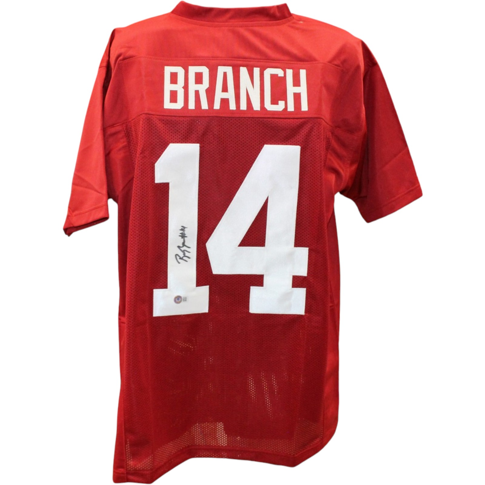 Brian Branch Autographed College Style Sz XL Red Jersey Beckett Witness 57916