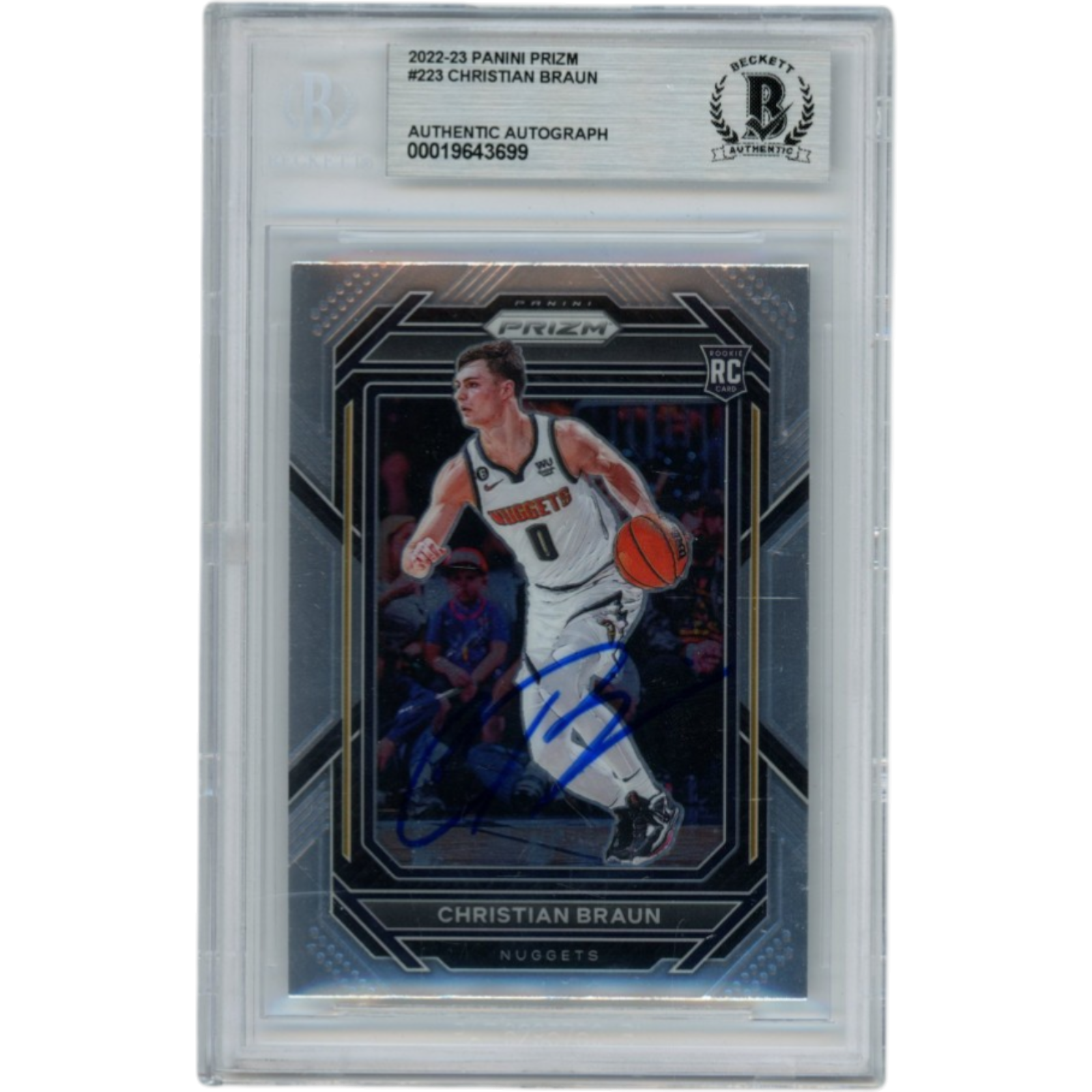 Christian Braun Autographed 2022 Prizm #223 Slabbed Trading Card Beckett 52723