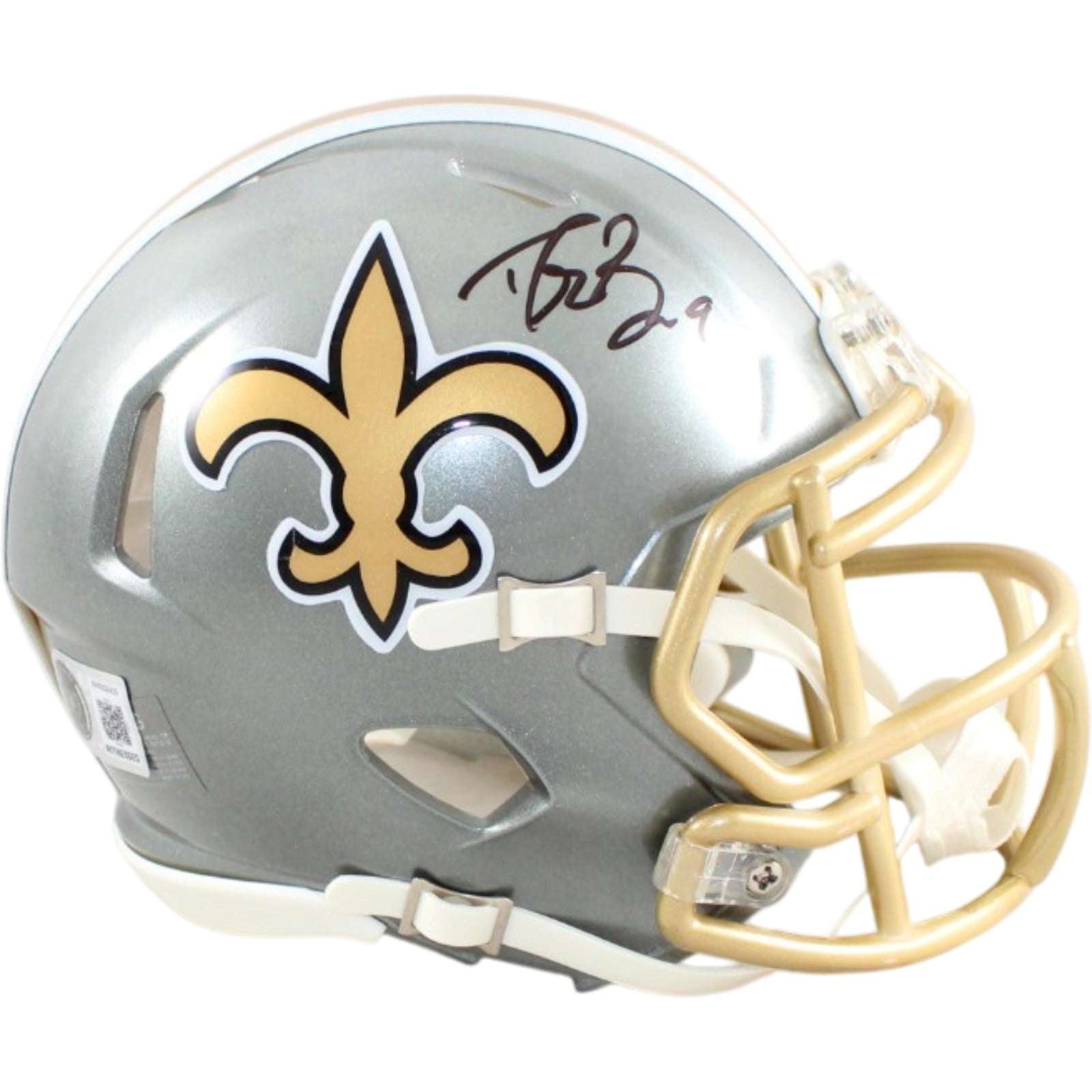 Drew Brees Autographed New Orleans Saints Mini Helmet Flash Beckett W 58678