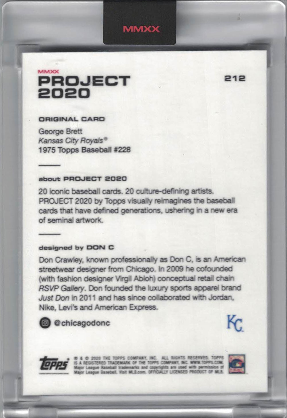 George Brett Kansas City Royals 2020 Topps Project #212 Artist Trading Card 28256