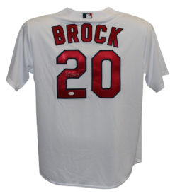 Lou Brock Autographed St Louis Cardinals Majestic White XL Jersey JSA 25804