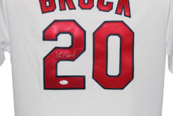 Lou Brock Autographed St Louis Cardinals Majestic White XL Jersey JSA 25804