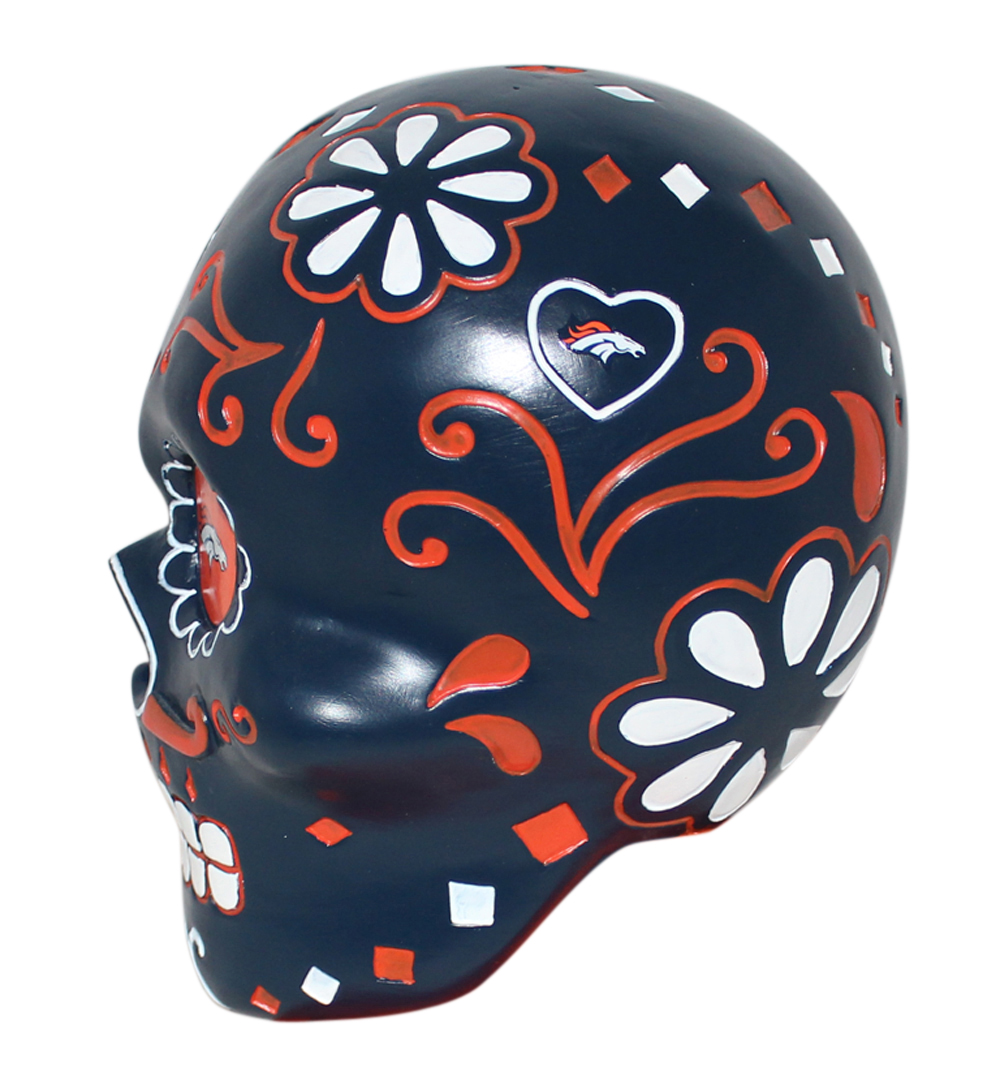 Denver Broncos Blue Sugar Skull Statue New 32286