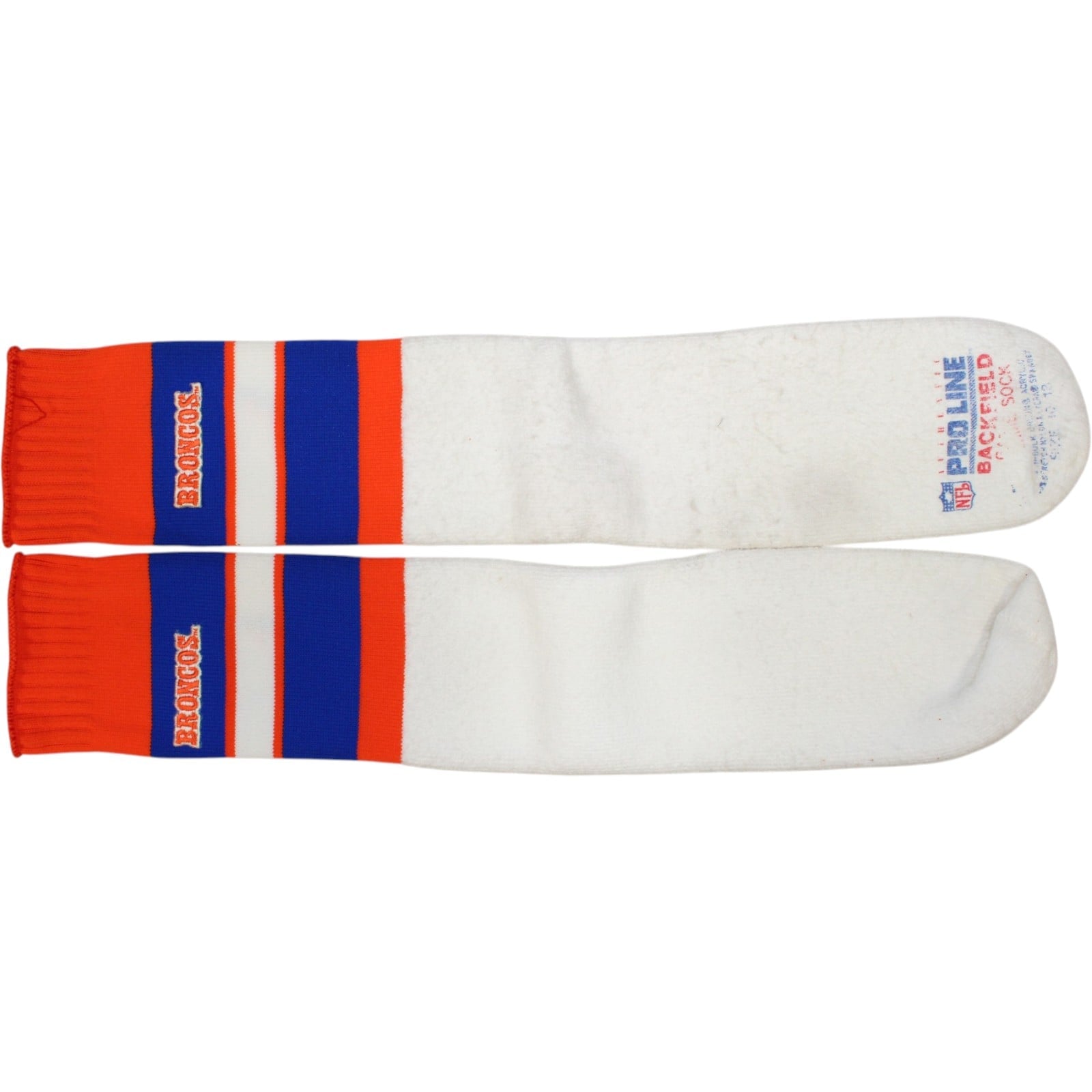 Denver Broncos Pro Line Player Issued Backfield Socks Faded Size 10-12 58395