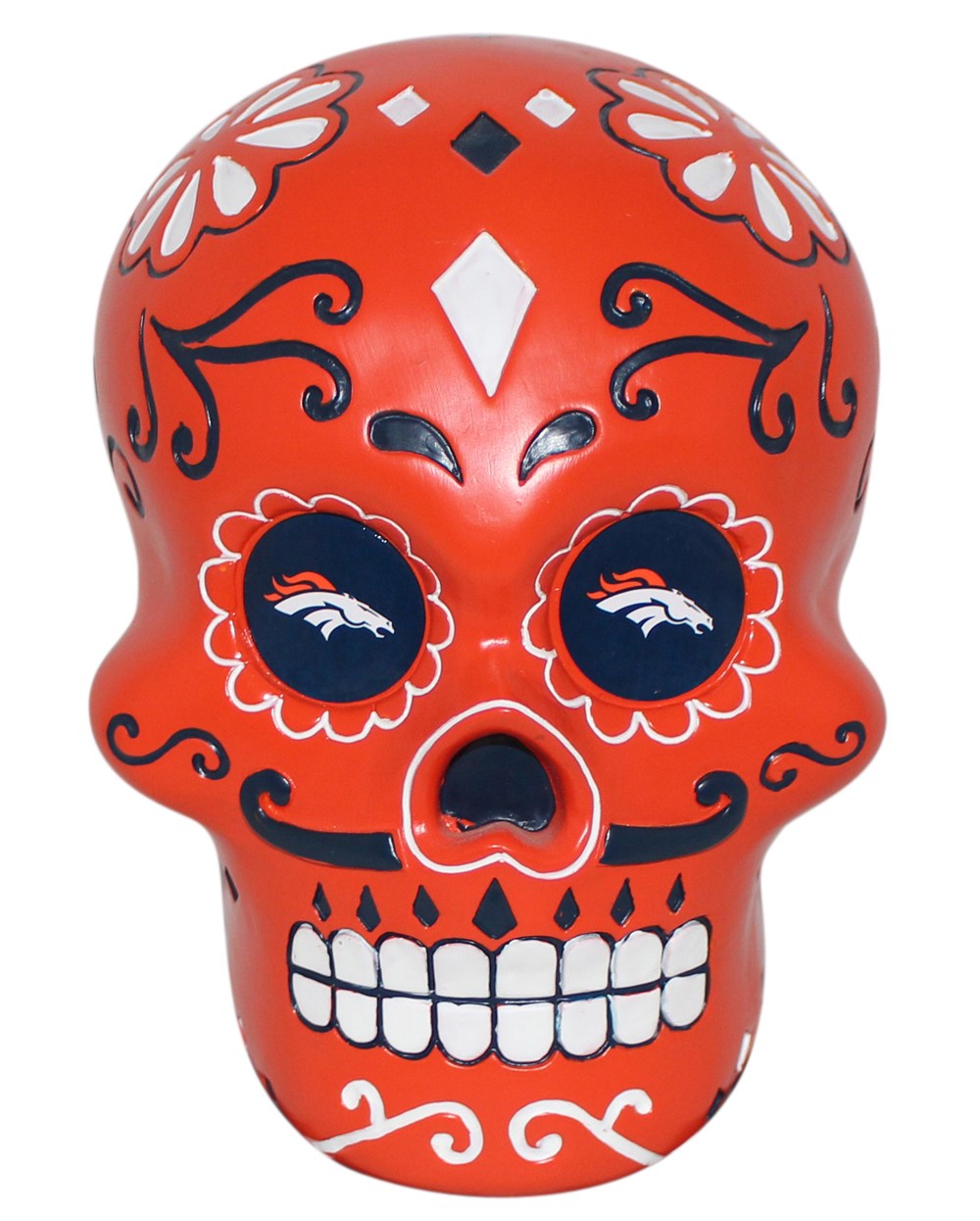 Denver Broncos Orange Sugar Skull Statue New 32285