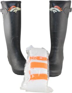 Denver Broncos Size 10 Rain/Snow Boots Tall Socks included New Never Worn 17751