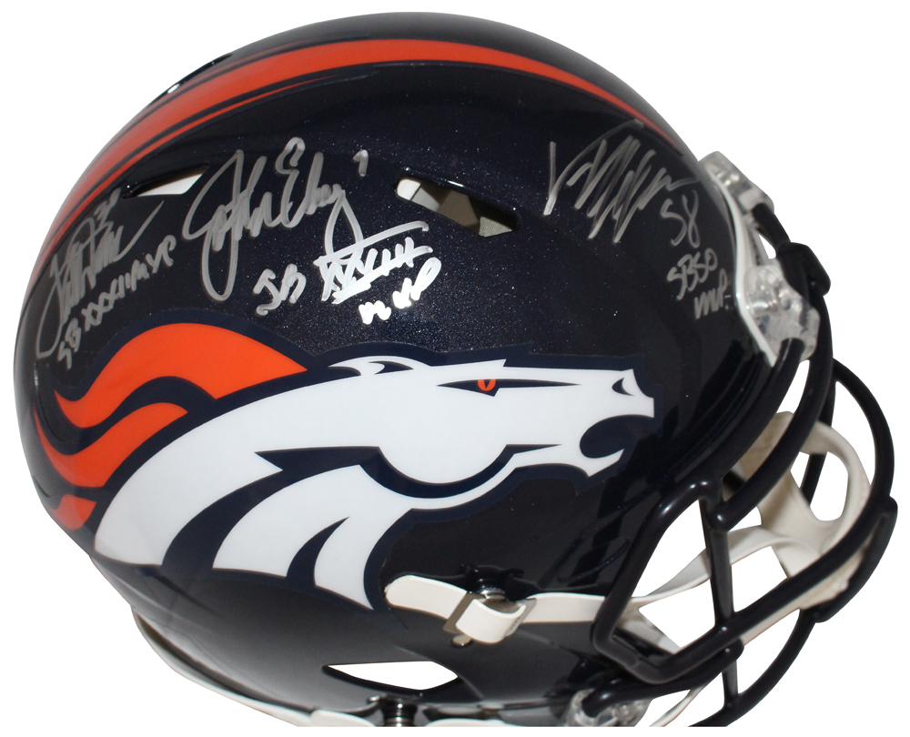 Denver Broncos SB MVP Signed Authentic Helmet Elway Davis Miller BAS