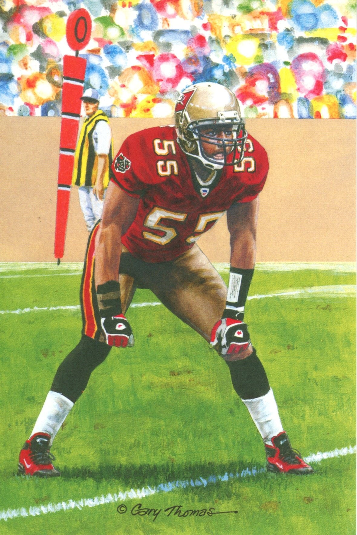 Derrick Brooks Tampa Bay Buccaneers Goal Line Art Card Class of 2014 58043